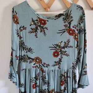 Blue Floral Midi Dress